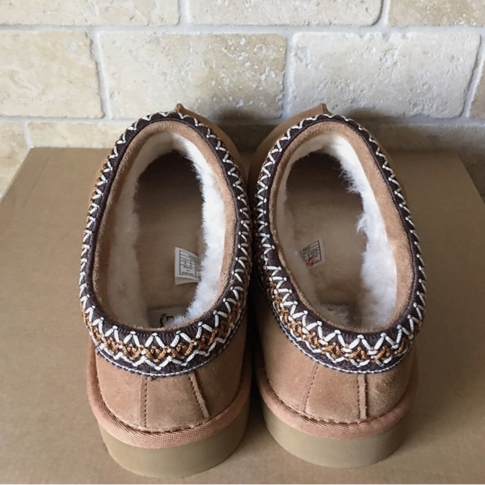 UGG Tan Suede Slippers with Plush Lining - Picture 5 of 6